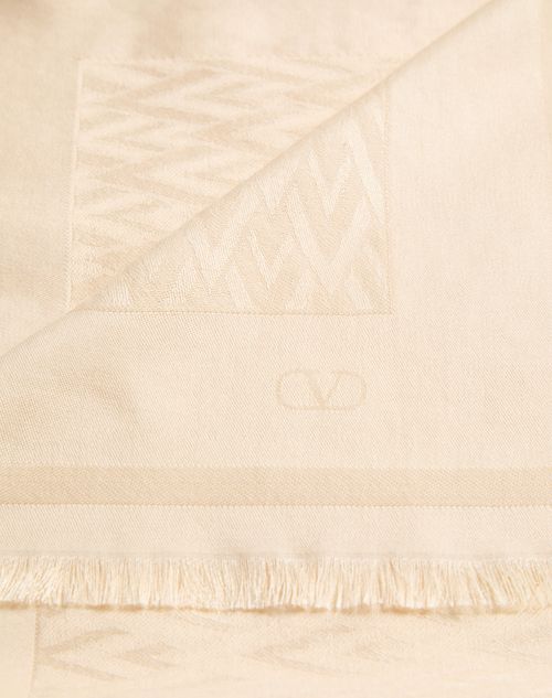 Valentino Garavani - Toute La V Wool And Silk Shawl - Butter - Woman - Soft Accessories