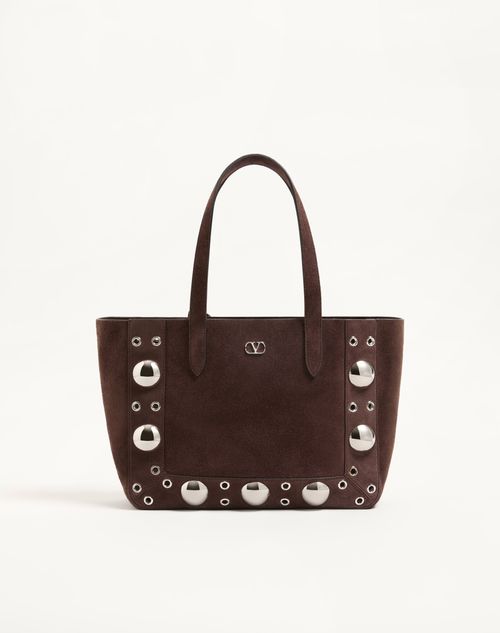 Valentino Garavani - Valentino Garavani Nellcôte Medium Suede Shopping Bag - Brown - Woman - Totes