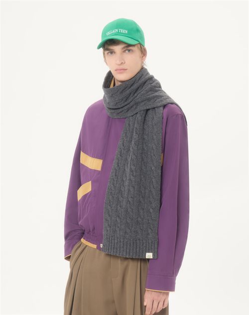 Valentino Garavani - Sciarpa Valentino In Lana - Grigio Scuro - Uomo - Accessori Tessili