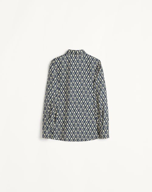 Valentino - Toute La V Twill Shirt - Night/cream - Woman - Shirts And Tops