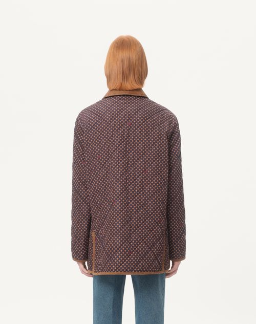 Valentino - Quilted Nylon Jacket With Opticool Print - Blue/sand/ivory - Man - Outerwear