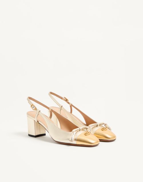 Valentino Garavani - Valet Du Roi Slingback Pump In Laminated Nappa 60mm - Platinum/gold - Woman - Pumps And Slingbacks