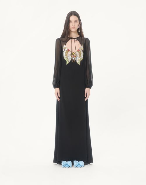 Valentino - Embroidered Georgette Long Dress - Black/multicolour - Woman - Gowns