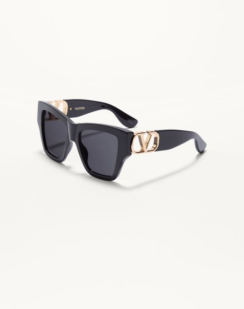 Valentino - Rectangular Acetate Eyewear - Black/grey - Woman - Eyewear