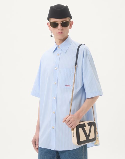 Valentino - Embroidered Cotton Shirt - Sky Blue - Man - Shirts