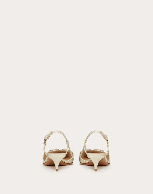 Valentino Garavani - Décolleté Slingback Vlogo Signature In Vernice 40mm - Light Ivory - Donna - Décolleté
