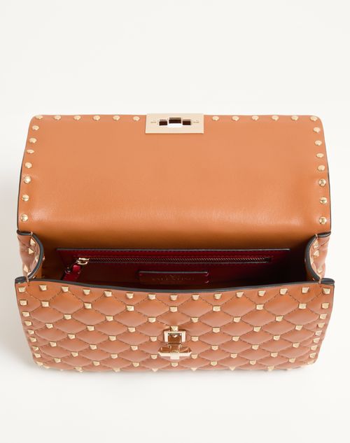 Valentino Garavani - Medium Nappa Rockstud Spike Bag - Almond - Woman - Shoulder Bags
