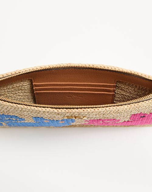 Valentino Garavani - Raffiachat Raffia Clutch With Embroidery - Natural - Woman - Clutches