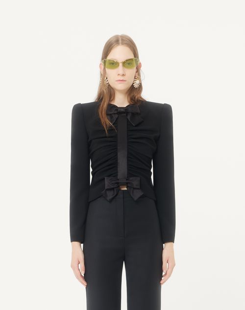Valentino - Cropped Jacket In Crispy Light Wool - Black - Woman - Jackets And Blazers