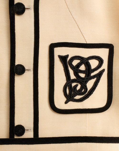 Valentino - Silk And Jute Canvas Jacket With Vg Embroidery - Butter - Man - Coats And Blazers