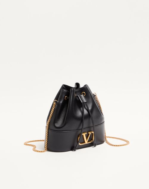 Valentino Garavani - Mini Vlogo Signature Bucket Bag In Nappa Leather - Black - Woman - Shoulder Bags