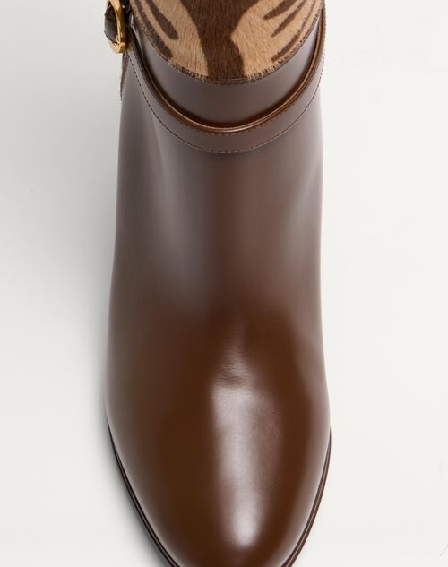 Valentino Garavani - Pattie Boot In Pony-effect Calfskin 75mm - Beige/tobacco - Woman - Boots