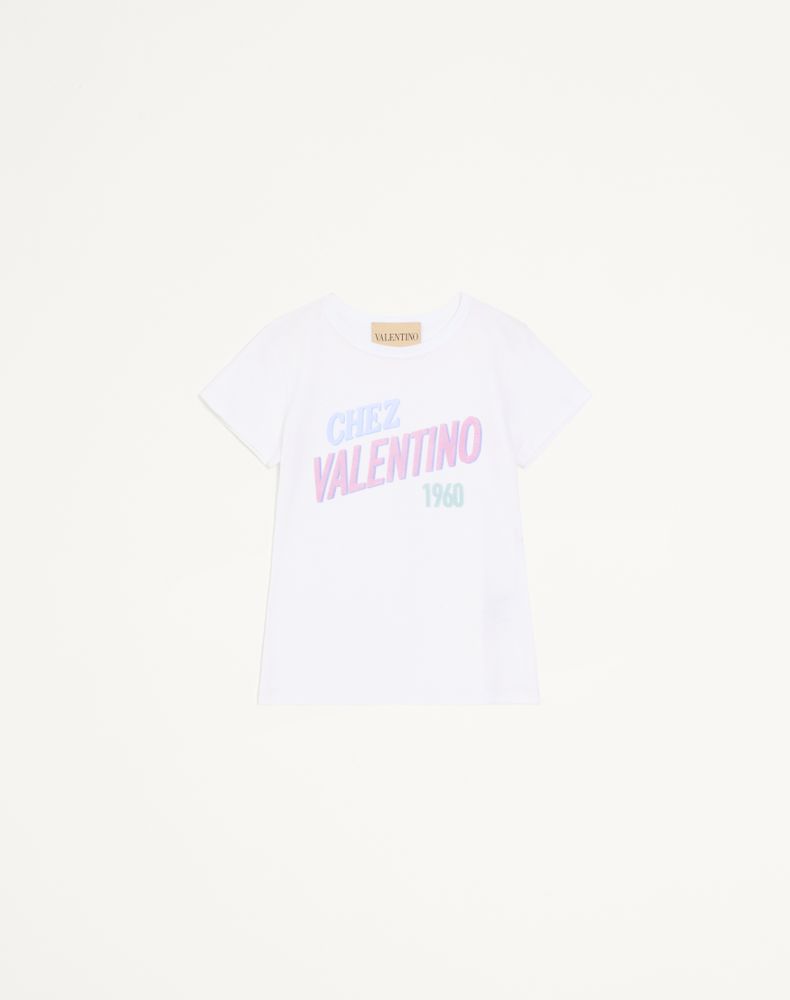 Valentino Womens Bianco Text-print Round-neck Cotton T-shirt In White