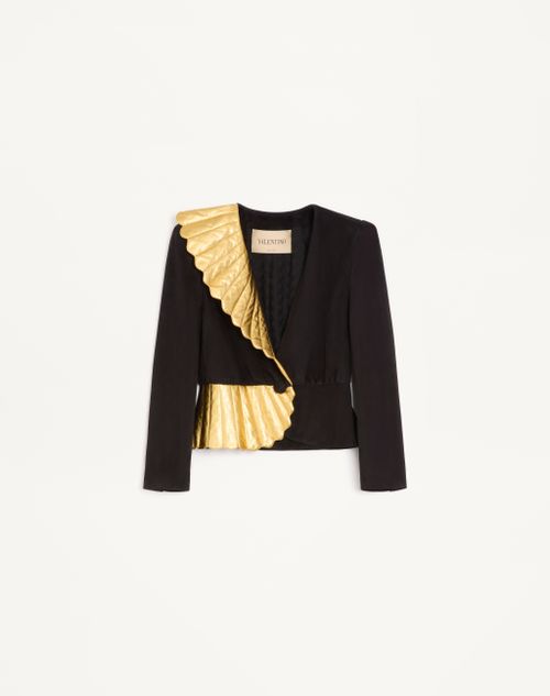 Valentino Suede Leather Jacket Woman Black/gold 42