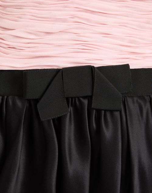 Valentino - Short Light Georgette Dress - Black/pink - Woman - Dresses