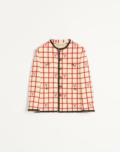 Valentino Checked Button-up Cardigan In Neutral