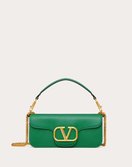 Valentino Garavani Garavani Locò Calfskin Shoulder Bag Woman Gea Green Uni In Gea Green