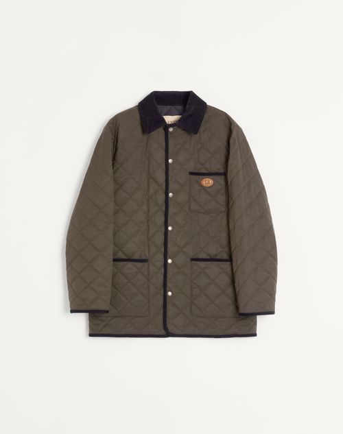 Valentino - Quilted Nylon Shirt Jacket With Vlogo Patch - Olive Green - Man - Outerwear