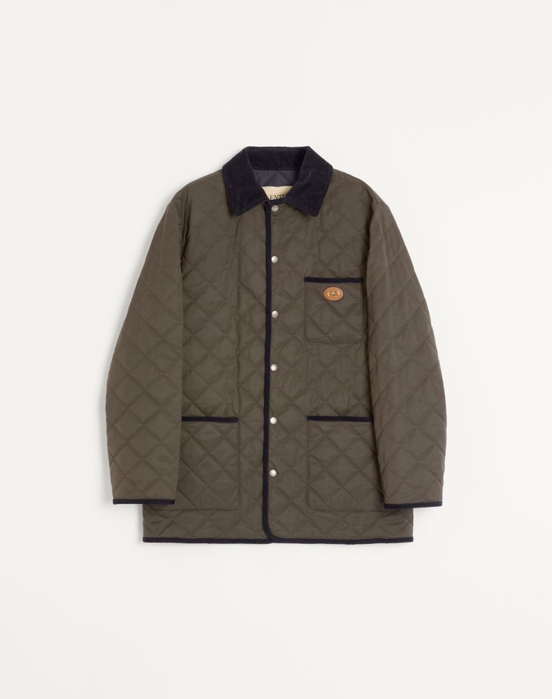 Valentino Men's Olive Green Quilted Nylon Shirt Jacket With Vlogo Patch Man 58
