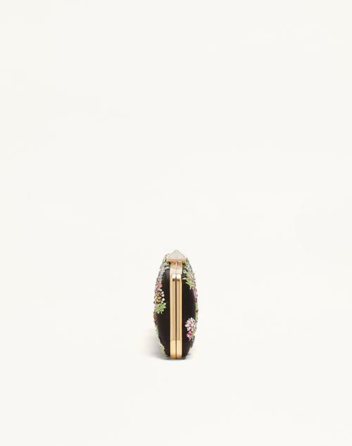 Valentino Garavani - Carry Secrets Satin Minaudiere With Floral Embroidery - Black/multicolour - Woman - Clutches