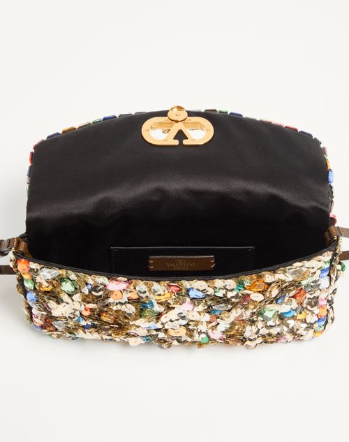 Valentino Garavani - Valentino Garavani Devain Embroidered Small Shoulder Bag - Multicolour - Woman - Shoulder Bags