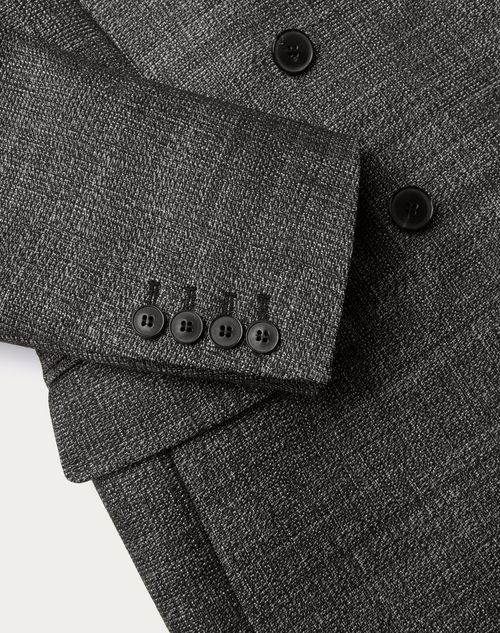 Valentino - Double-breasted Wool Tweed Jacket - Black - Man - Coats And Blazers