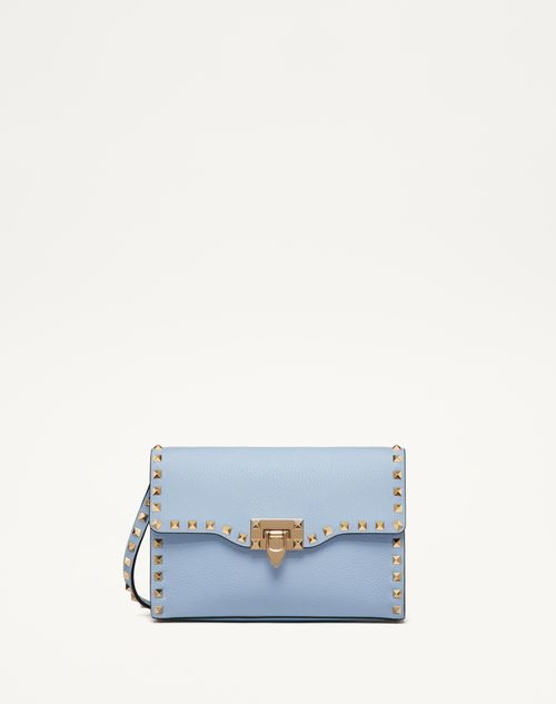 Valentino Garavani Small Rockstud Grainy Calfskin Crossbody Bag Woman Azure Uni