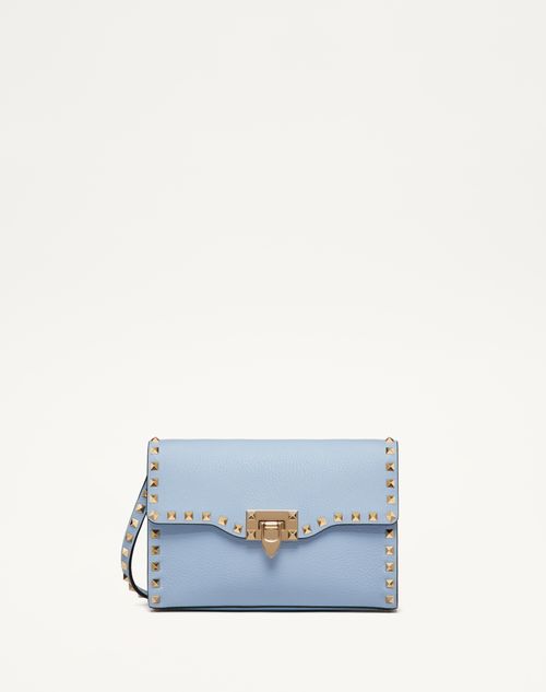 Valentino Garavani Small Rockstud Grainy Calfskin Crossbody Bag Woman Azure Uni