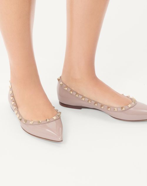 Valentino Garavani - Patent Rockstud Ballet Flat - Poudre - Woman - Ballerinas