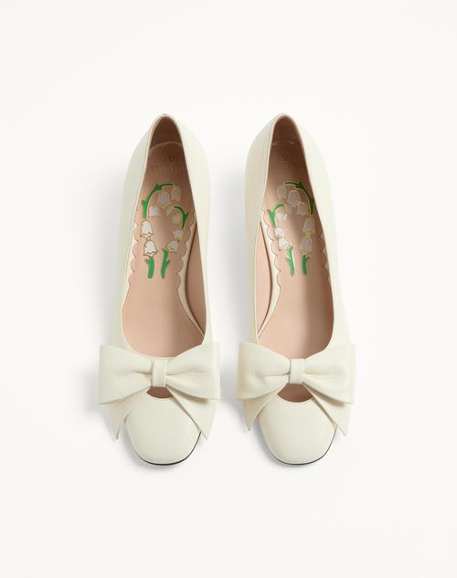 Valentino Garavani - Zapato Bowow De Cabritilla Con Tacón De 45 mm - Marfil - Mujer - Salones