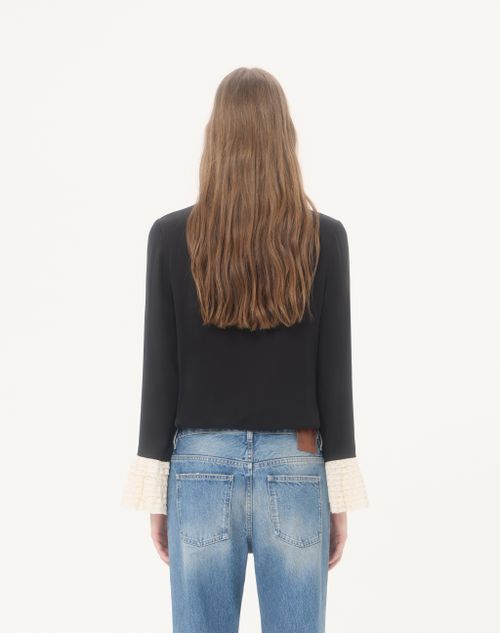 Valentino - Georgette Blouse - Black/ivory - Woman - Shirts And Tops