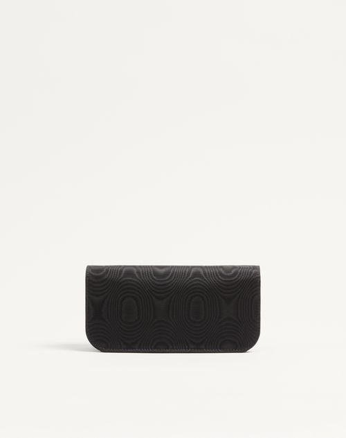 Valentino Garavani - Valentino Garavani Locò Moiré Fabric Clutch With Jewel Logo - Black/crystal - Woman - Clutches