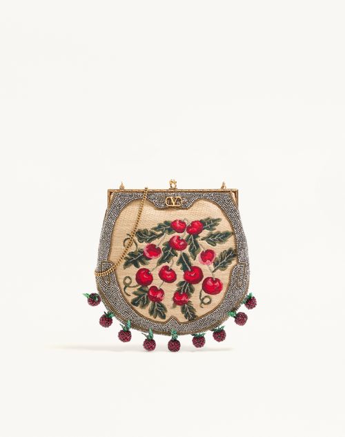 Valentino Garavani Bolso De Mano Valentino Garavani Nellcote Fairytales Con Cuentas En Rafia Jacquard Con Motivo Cherryfic Mujer Natural/multicolor Un