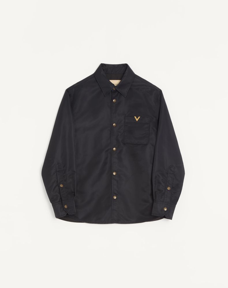 Valentino Men's Black Nylon Shirt Jacket With Vgold Man 58