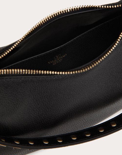 Valentino Garavani - ロックスタッズ グレインカーフスキン スモール ホーボーバッグ - ブラック - ウィメンズ - ショルダーバッグ