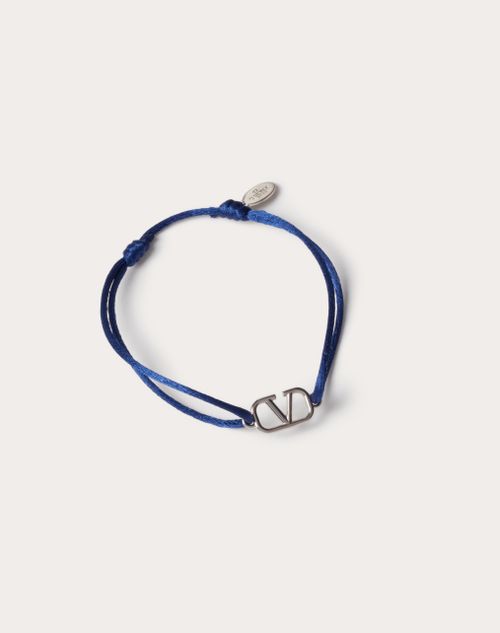 Valentino Garavani - Vlogo Signature Cotton Bracelet - Blue - Man - Jewelry