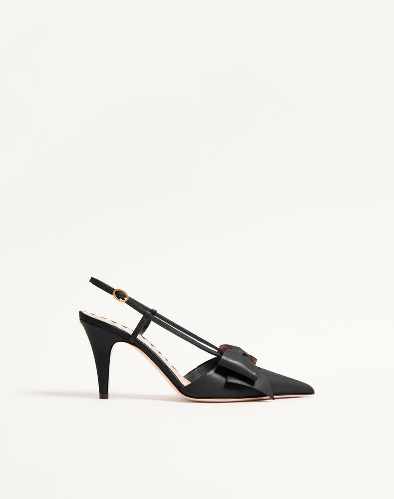 Valentino Garavani Women's Black Bowow Slingback Pumps In Kidskin 85Mm Woman 40.5