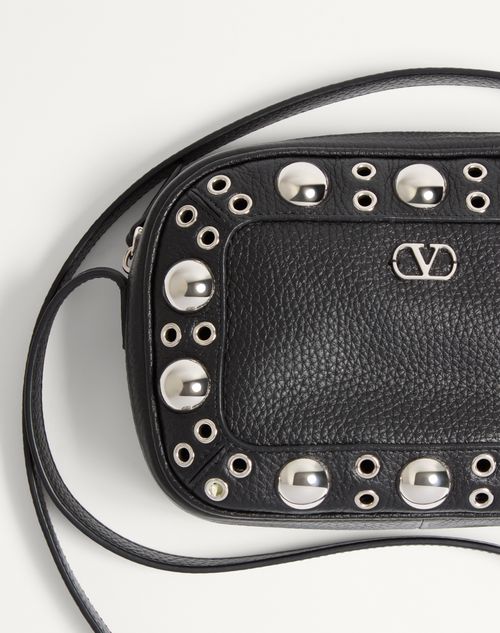 Valentino Garavani - Valentino Garavani Nellcôte Crossbody Bag In Grainy Calfskin - Black - Woman - Shoulder Bags