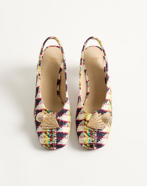 Valentino Garavani - Adamantine Slingback Pumps In Tweed 60mm - Multicolour/butter - Woman - Pumps
