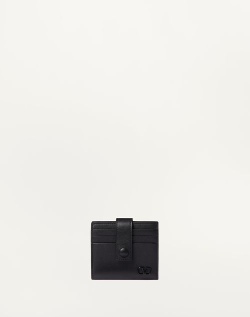 Valentino Garavani Mini Vlogo Signature Calfskin Cardholder In Black