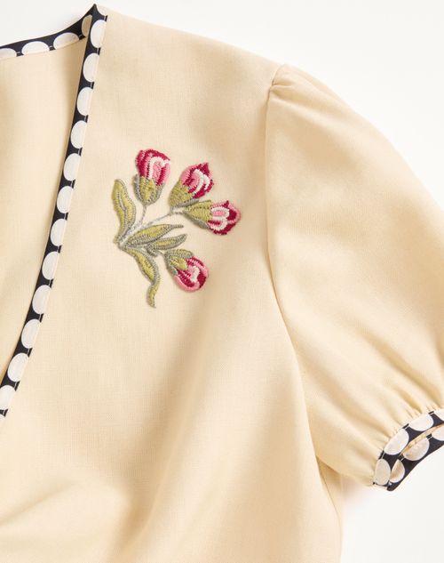 Valentino - Embroidered Short Dress - Birch/multicolour - Woman - Dresses