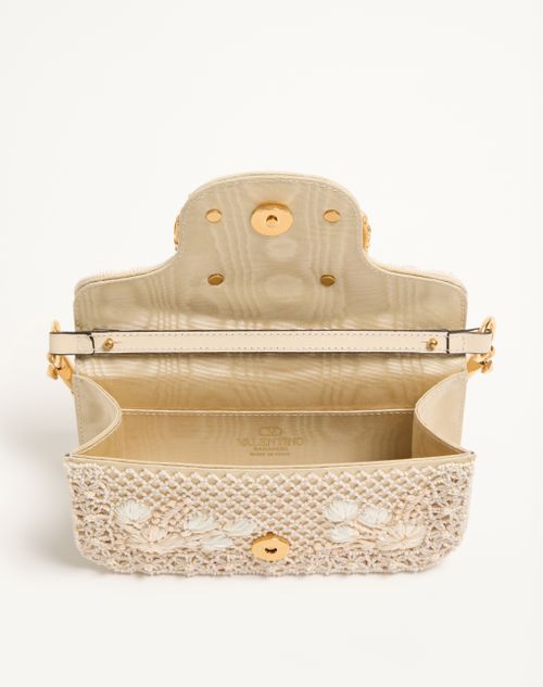 Valentino Garavani - Valentino Garavani Locò Small Embroidered Shoulder Bag With Jewel Logo - Butter - Woman - Shoulder Bags