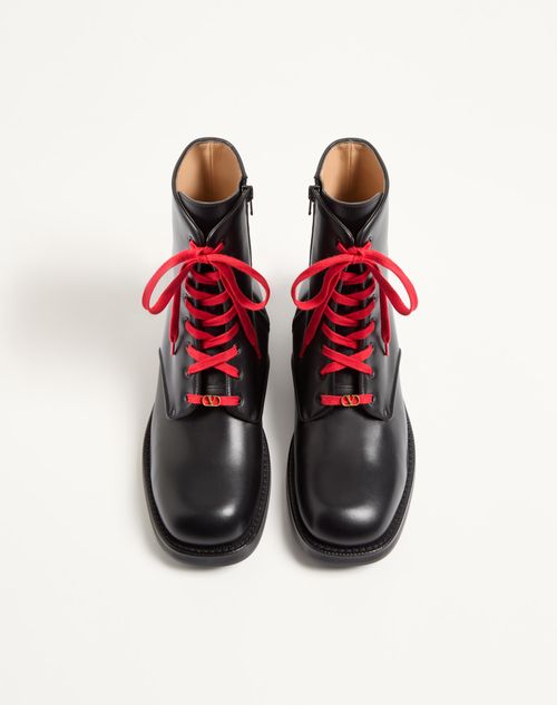 Valentino Garavani - Punx Calfskin Combat Boot - Black - Man - Boots