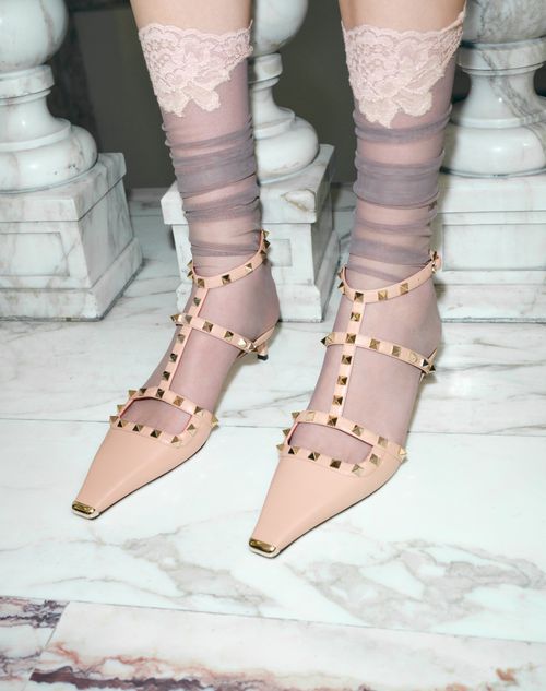 Valentino Garavani - Rockstud Court Shoes In Kid Leather 40mm - Phard - Woman - Pumps And Slingbacks