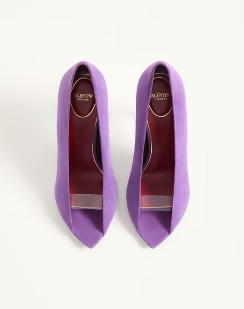 Valentino Garavani - Open Toe Révélé Suede Pumps 105mm - Purple - Woman - Pumps And Slingbacks