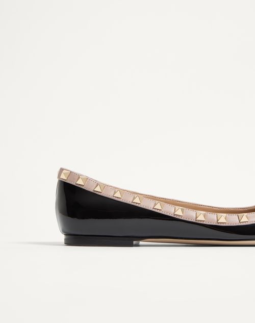 Valentino Garavani - Patent Rockstud Ballet Flat - Black/poudre - Woman - Ballerinas