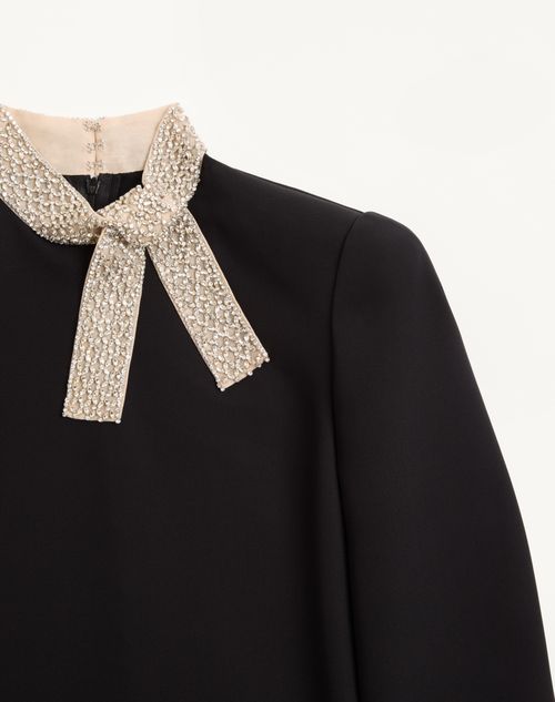 Valentino - Cady Couture Embroidered Dress - Black/silver - Woman - Dresses