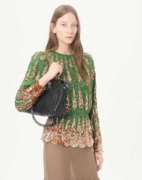 Valentino - Embroidered Chiffon Top - Green/multicolour - Woman - Shirts & Tops