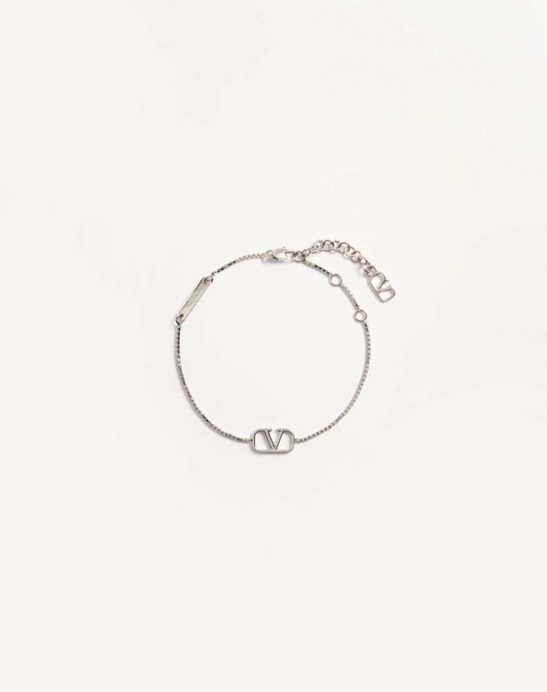 Valentino Garavani Men's Transparent Vlogo Signature Metal Bracelet Man Uni
