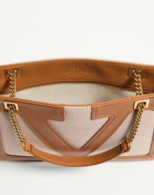 Valentino Garavani - Valentino Garavani Viva Superstar Small Canvas Shopping Bag - Natural/spice - Woman - Totes